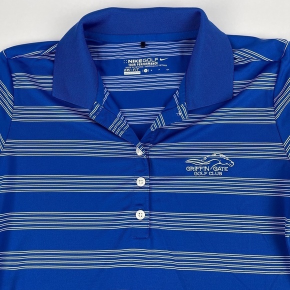Nike Golf Tour Performance Polo Womens Small Blue Striped Griffen Gate Golf Club - Picture 3 of 8